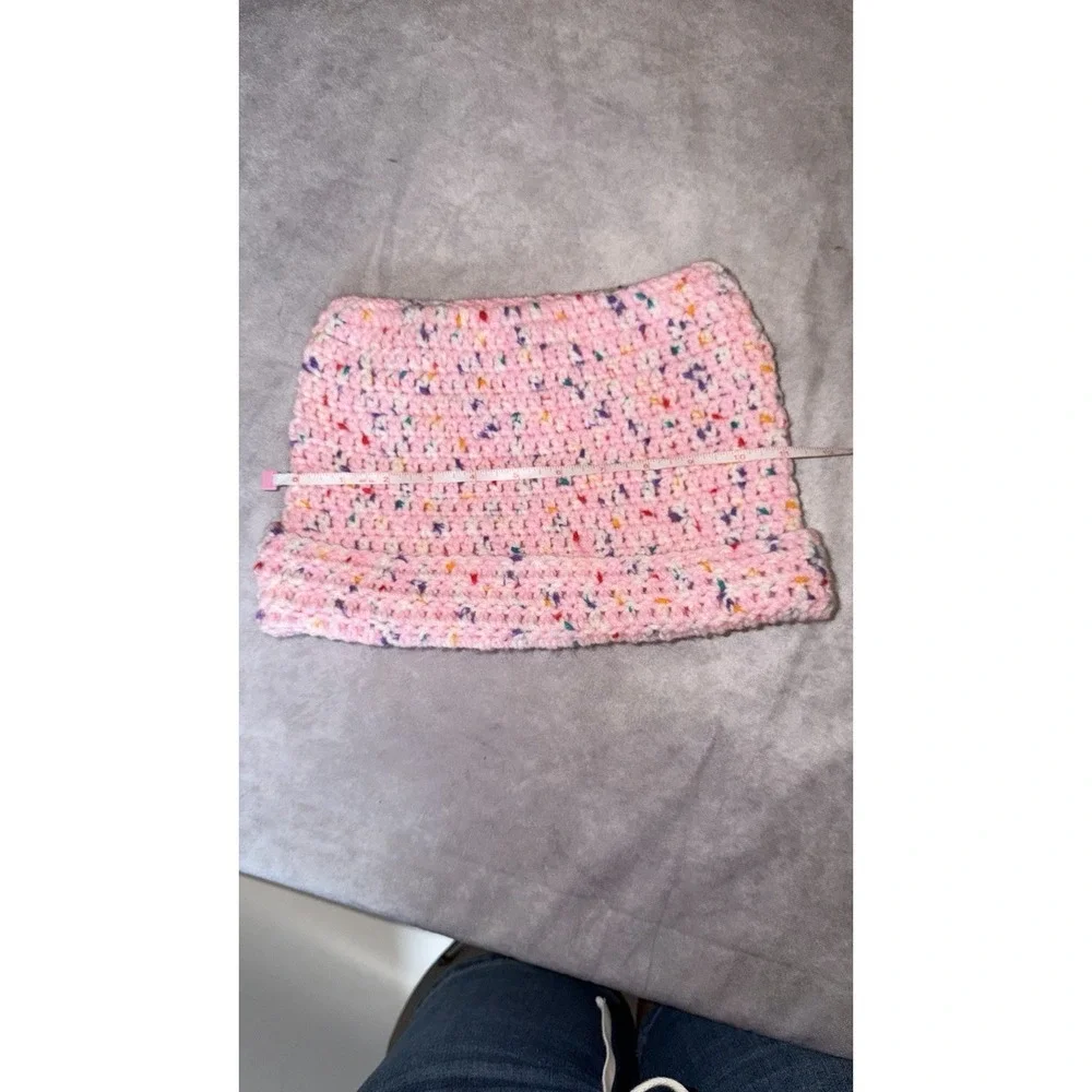 Handmade Crochet Pink Confetti Cat Ear Beanie Hat Adult Teen Gift